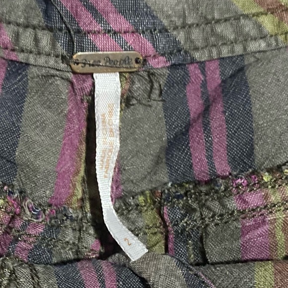 Free People Rewash Brand Paper Bag Shorts Striped Size 2 - Picture 3 of 3